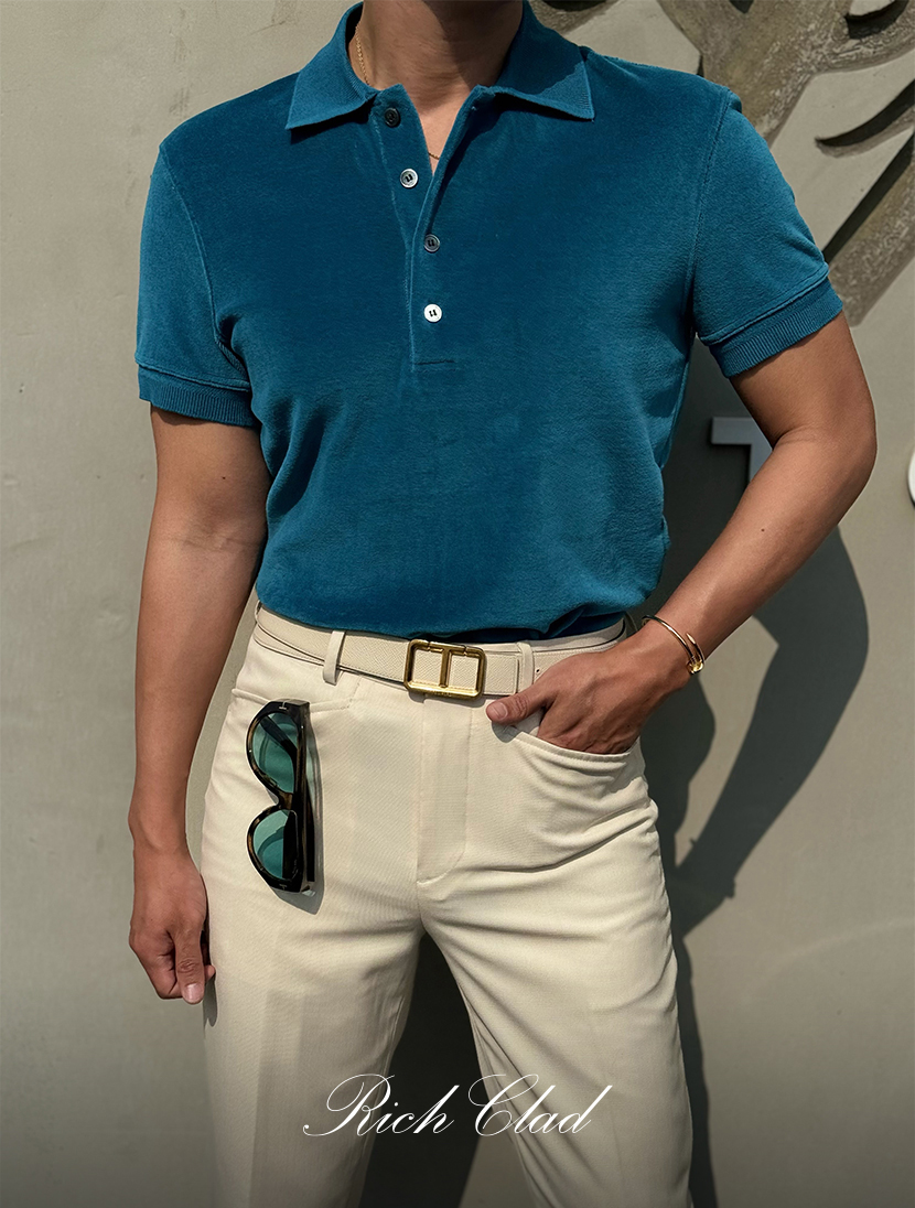 [Rich Clad] 럭스 모달 벨루어 폴로 티셔츠 ( OCEAN BLUE )