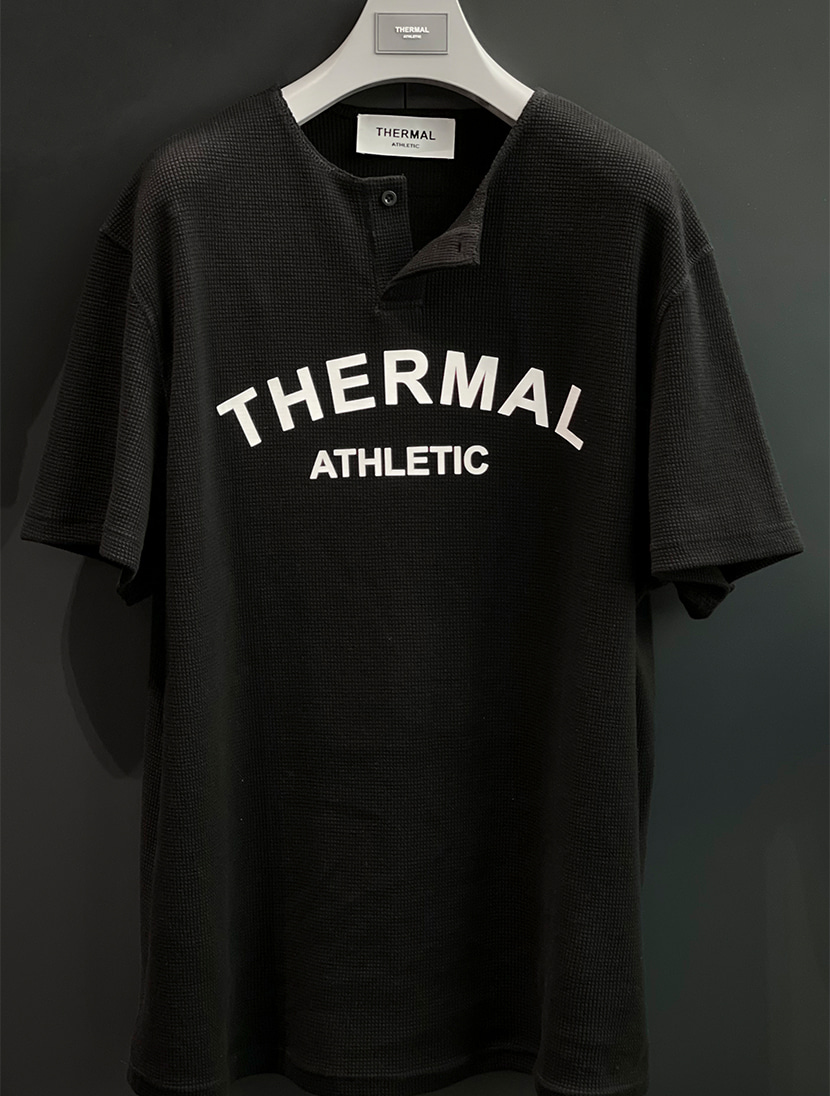 [THERMAL] 001 와플 헨리넥 티셔츠 ( BLACK )
