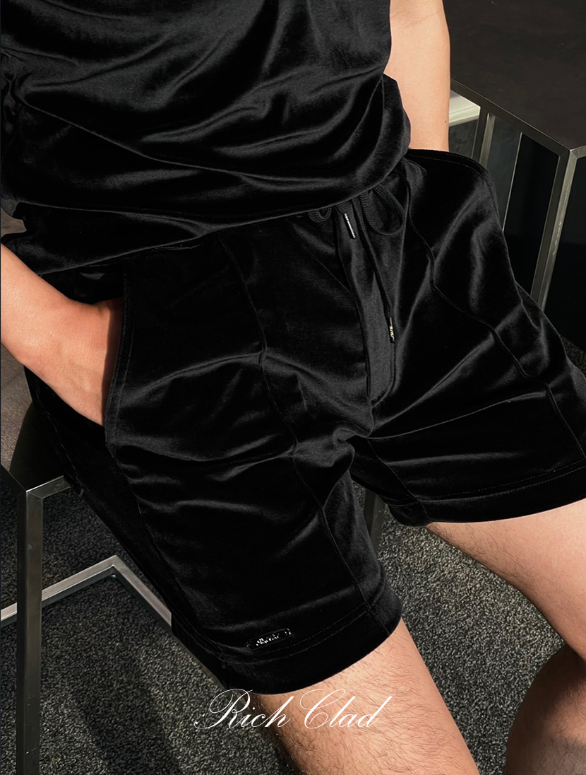 [Rich Clad] 리퀴드 벨루어 라운지 숏츠 ( BLACK ) ( Japan Import Fabric ) [ 재입고 ]