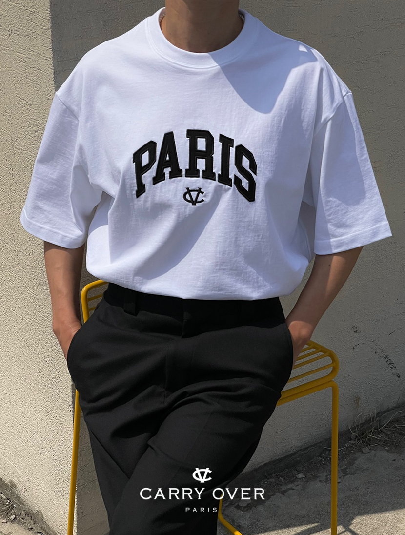CV Paris 자수 티셔츠 ( WHITE )