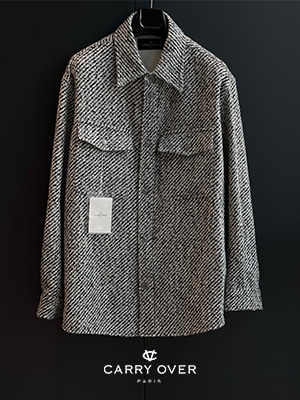 [carry over] 블랙 에크루 트위드 알파카 셔켓 ( Japan Import Fabric )