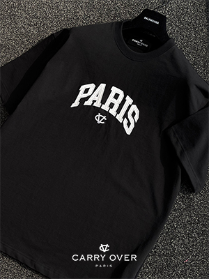 CV Paris 자수 티셔츠 ( BLACK )