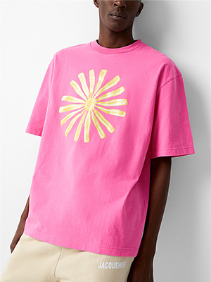 SUN 프린팅 세미 오버핏 티셔츠 ( PINK )